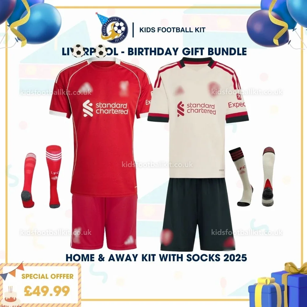 Lvr^_^pooI Birthday Gift Pack – Home & Away Kids Football Kit 2025/26 – Fan Version